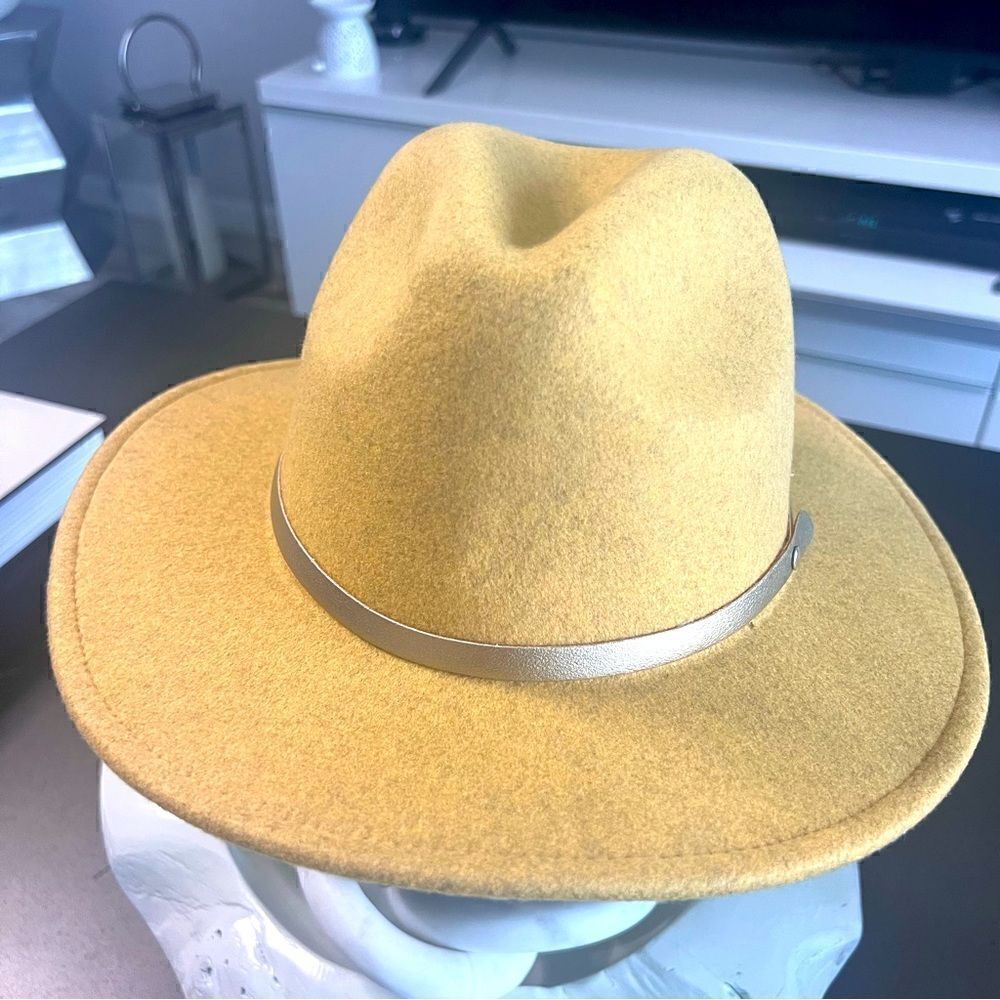 Camel Panama Fedora Hat Wide Brim Felt Hat Vegan Stylish Boho Fashion